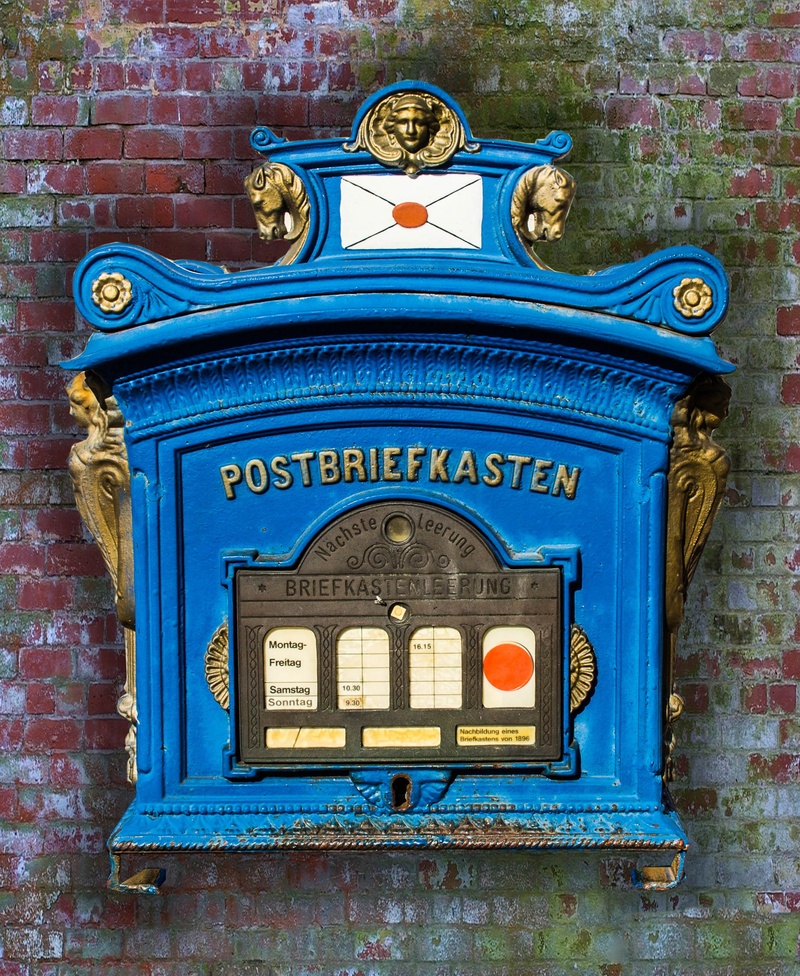 no people, blacksmithing, mail, germany, briefkasten, white, mailbox, brick, city, wall, decor, architecture, postcard, built structure, public mailbox