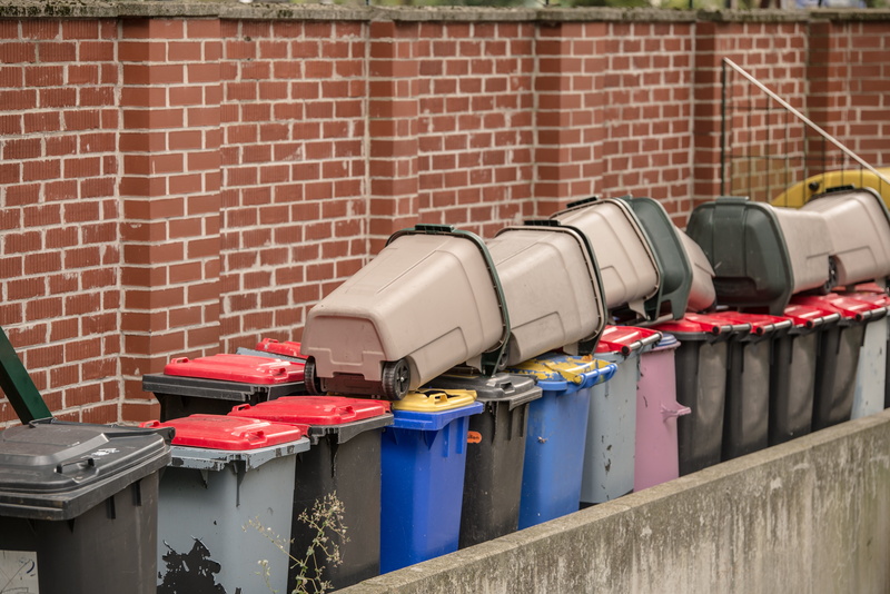 brick wall, waste container, container, public mailbox, ton, recycling, disposal, garbage bin, environmental protection, non recyclable waste, absence