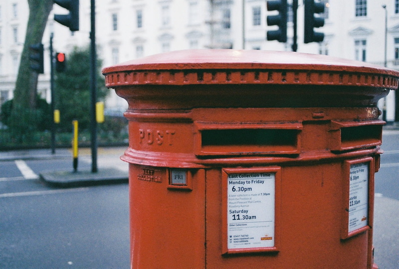 communication, traffic lights, cityscape, red, buildings, no people, mail, day, container, focus on foreground, close -up, correspondence, outdoors, metal
