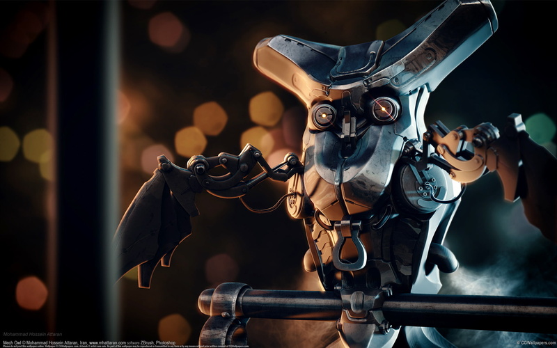 Mech Owl, mechanical owl, robot, mechanics, 1080P, owl, Mohammad Hossein Attaran