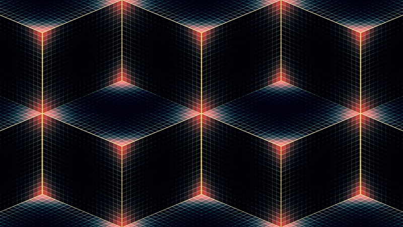 red, indoors, blue, textured, shape, lens flare, abstract, andy gilmore cube abstract 3d, repetition, 1080P, technology, no people, geometric shape, nature