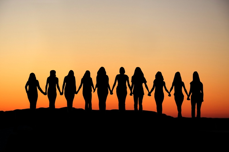 rights, united, women, 4K, people, women rights, silhouette, sunset