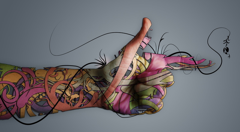 gray background, creativity, indoors, artwork, human body part, colorful, multi colored, purple, fingers, young adult, hands, digital art, art and craft