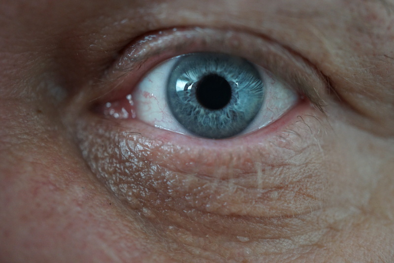 full frame, skin, extreme close-up, crayon, finger, person, blue eyes, bird, human, one person, looking at camera, eye, iris - eye, human body part, eyeball