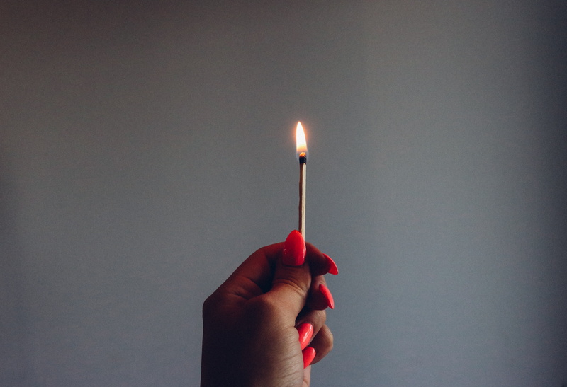 red, smoke, personal perspective, body part, match, flammable, one person, person, candle, fire, holding, light, lifestyles, matches, burn, burning match