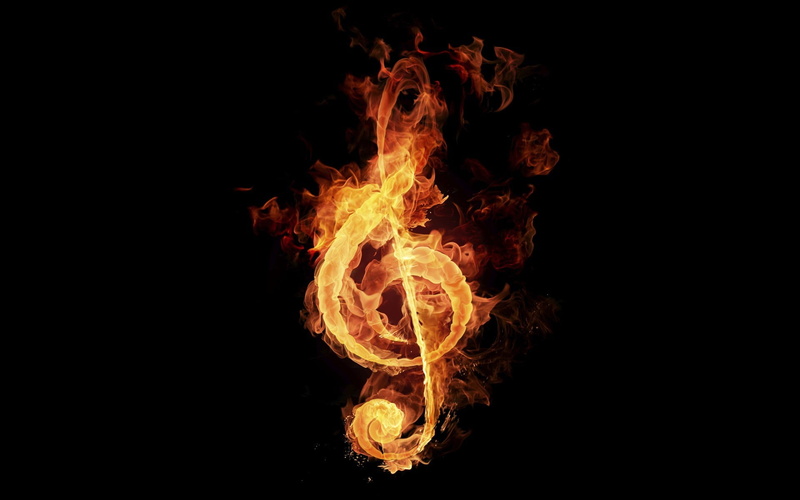 Treble Clef, Fire, Artistic, Musical Note, 1080P