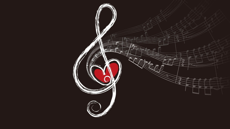 heart, 1080P, hd, note, notes, music, drawing