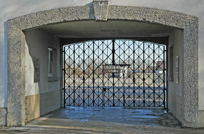 bell tower, nature, safety, 2K, building, brick, dachau (preserved) concentration camp, building exterior, security, flooring, apse, gate, light, tower