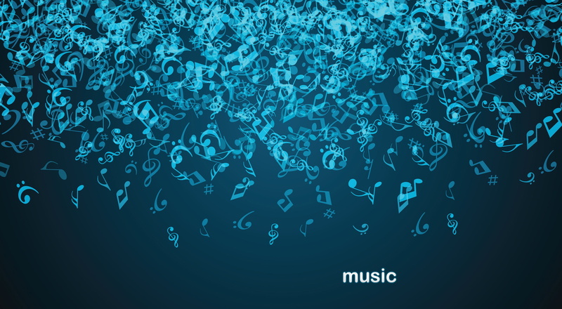music, blue, nota, play, 2K, musical notes, digital art