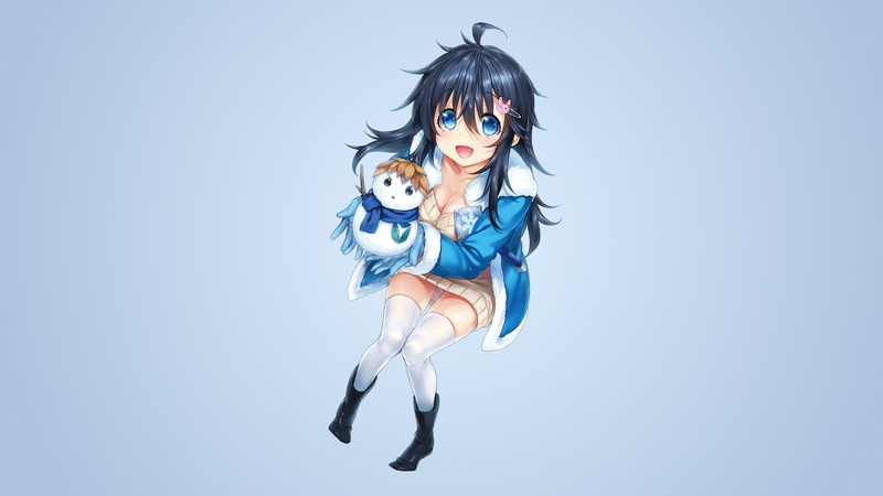 blue eyes, Netgame no Yome wa Onna no Ko ja Nai to Omotta?, anime girls, Tamaki Ako, 2K, thigh-highs, Hisasi, cleavage
