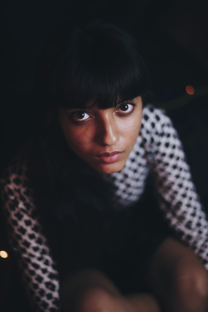 people, shirt, beautiful woman, looking At Camera, dark, one man only, real people, portrait, females, black, beauty, women, wearing, focus on foreground