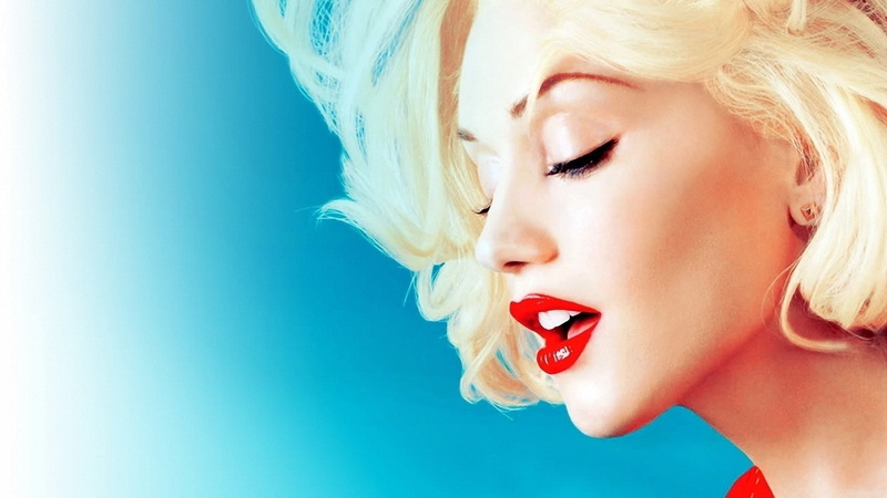 face, red lipstick, Gwen Stefani, 1080P, celebrity, blonde, women