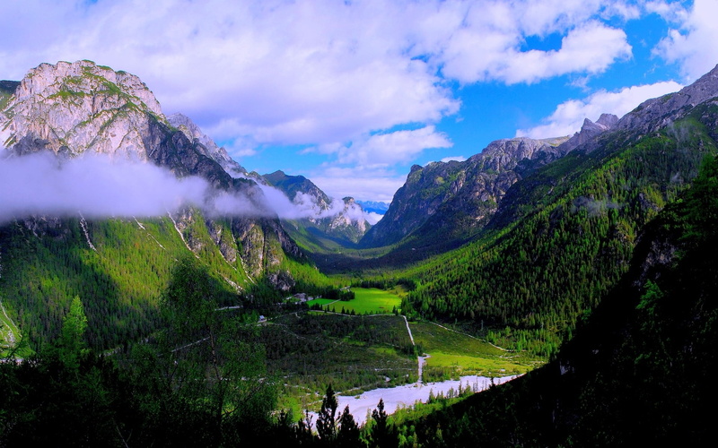 cloud - sky, growth, mountain range, sky, forest, clouds, environment, no people, remote, plant, 1080P, landscape, green, outdoors, scenics - nature, tranquil scene