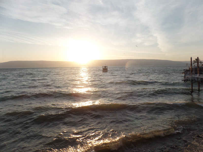 israel, sun, sea of galilee, sky, nature, jesus, bright, bible, mountains, boat, beauty in nature, 2K, horizon over water, nautical vessel, tranquility