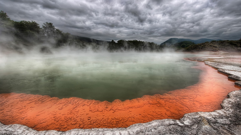power in nature, physical geography, environment, tranquility, nature, cloud - sky, clouds, hot spring, New Zealand, 1080P, landscape, heat - temperature