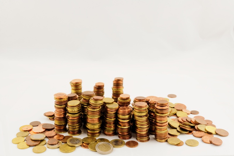 save, surface, arrangement, large group of objects, business, coins, still life, assorted, euro, copy space, money, shiny, white background, business finance and industry