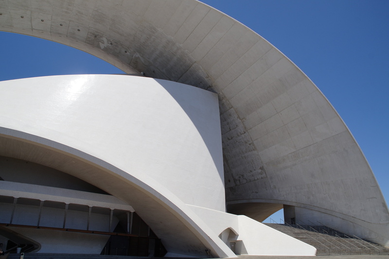auditorium of tenerife, architecture, 5K, blue, travel destinations, roof, day, arts culture and entertainment, building exterior, landmark, building