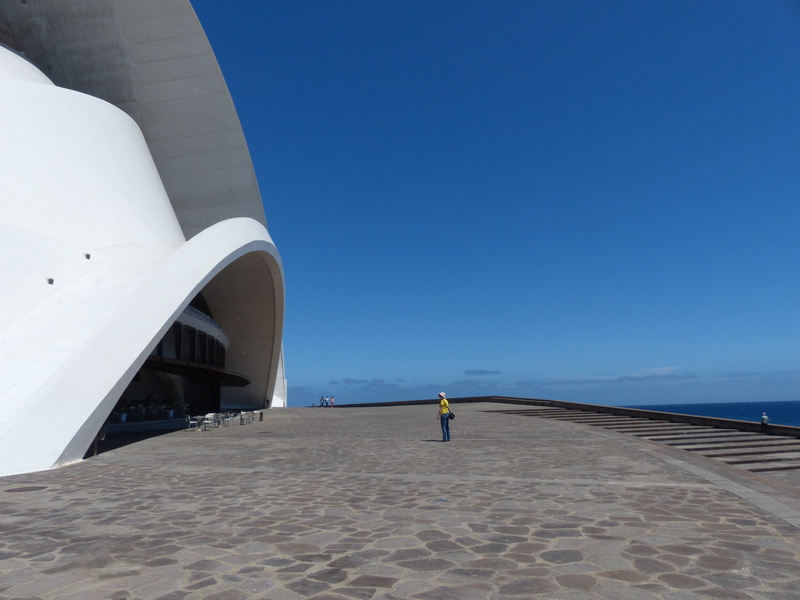 santiago calatrava, full length, imposing, built structure, landmark, congress hall, outdoors, one person, building, copy space, clear sky, travel, building exterior