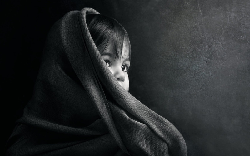 wearing, black, real people, emotion, sadness, innocence, 720P, girls, females, hood, scarf, depression - sadness, childhood, looking, hood - clothing