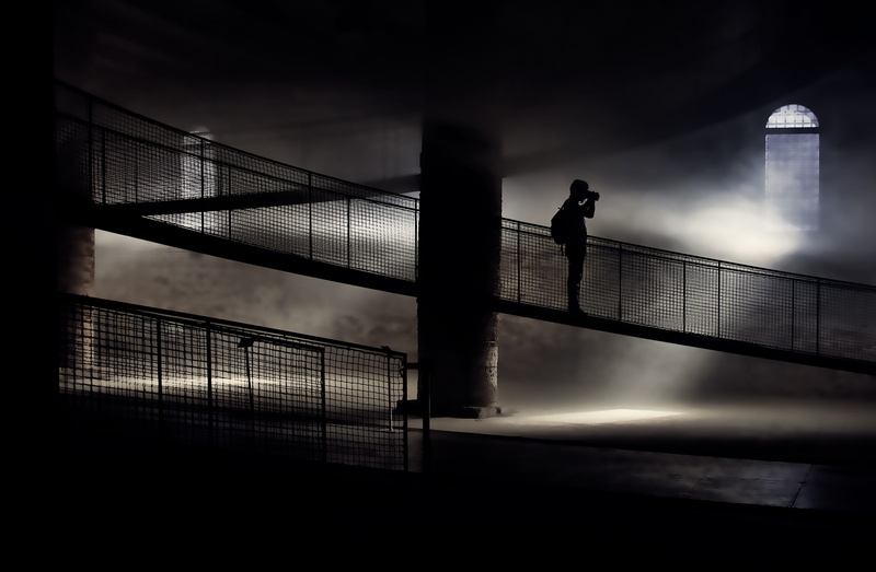 2K, sport, photo, shadow, photographer, dark, night, architecture, people, connection, bridge - man made structure, city, cloud - sky, in the fog, built structure