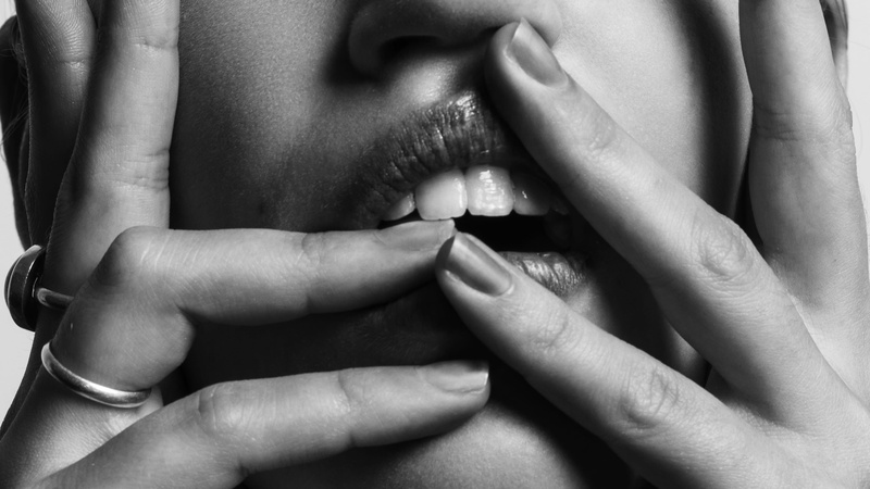 mouth open, 4K, finger, teeth, people, nail, human teeth, human finger, mouth, face, healthcare and medicine, studio shot, woman, hardtime, body part