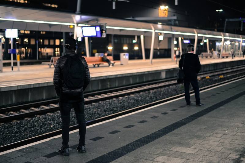 railroad track, transportation system, blur, modern, close-up, transportation, subway system, warm clothing, railroad station platform, journey, waiting