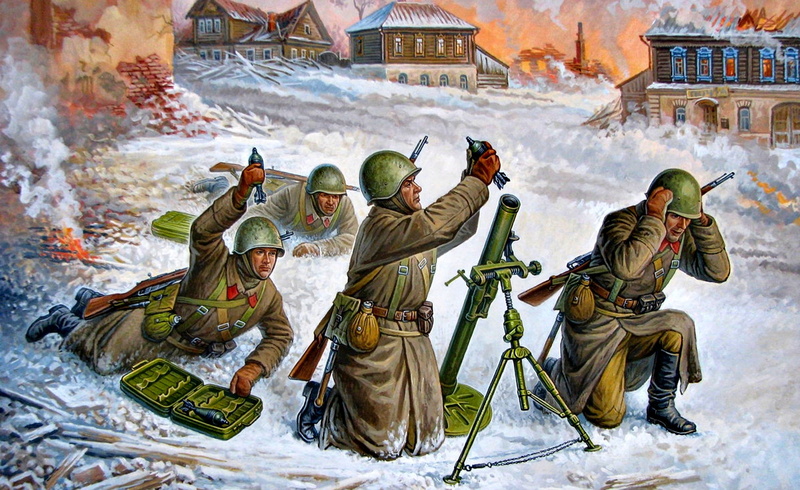 The Red Army, Calculation, 1080P, Snow, mines, The second World war, The great Patriotic war, 82-mm mortar, Winter