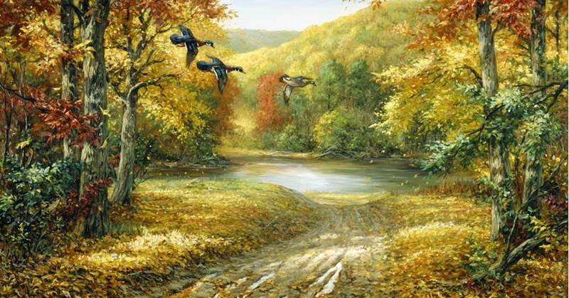 weeds, ducks, painted, birds, brown, hills, mountains, autumn, mural, forest, shrubs, outdoors, fall, 1080P, yellow