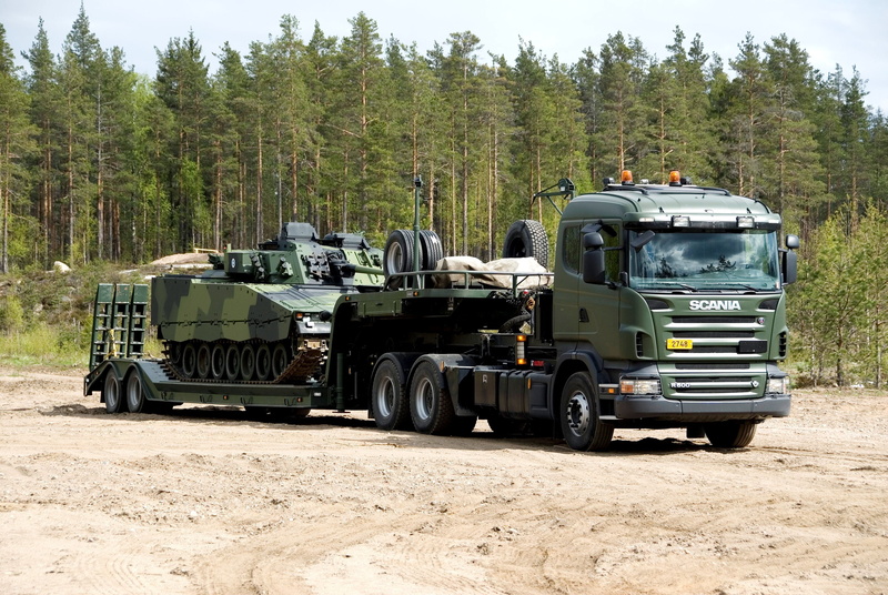 no people, 2K, commercial land vehicle, transportation of military equipment, day, transportation, tree, business, land vehicle, freight, green, VS Finland