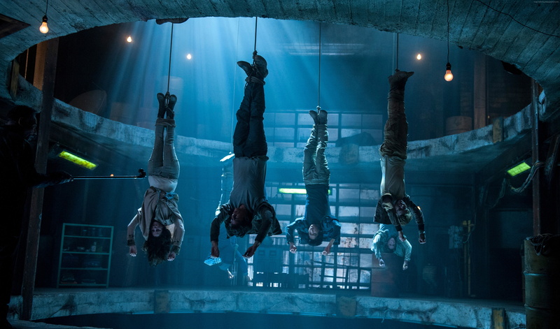 indoors, reflection, Maze Runner 2, hanging, movie, glass - material, architecture, water, The Scorch Trials, night, lighting equipment, full length, pool