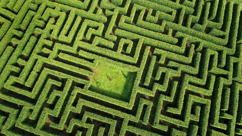 Aerial View, Maze, Labyrinth, 4K