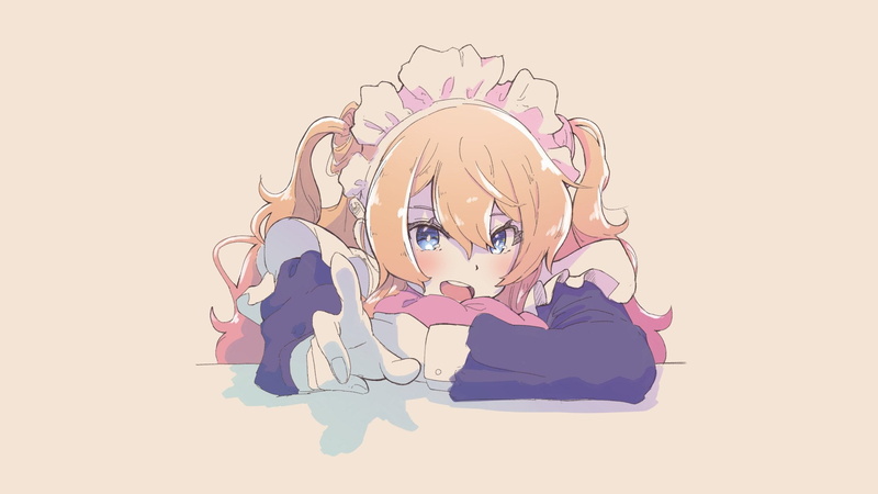 pink color, paper, communication, cut out, blonde, human head, maid, multi colored, wireless technology, technology, representation, simple background
