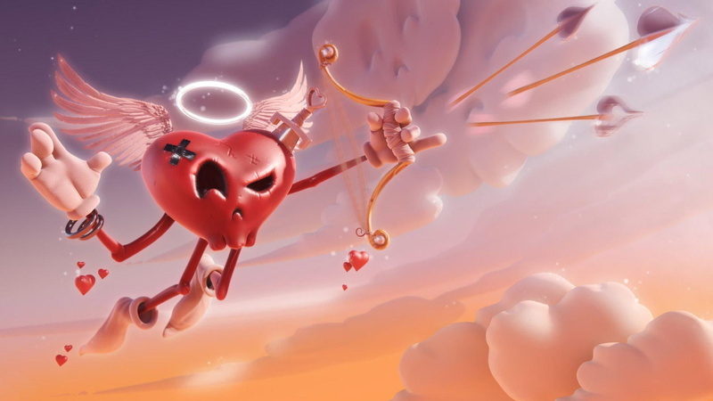 1920x1080, digital art, cupid, 1080P, heart, illustration
