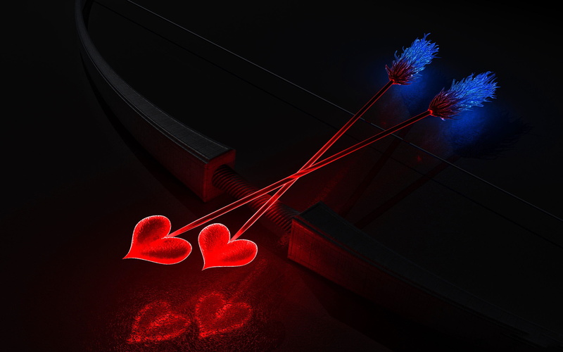 backgrounds, no people, love, studio shot, emotion, heart shape, arrows, creativity, Cupid, clip, computer Graphic, 2K, valentines day - holiday, black background
