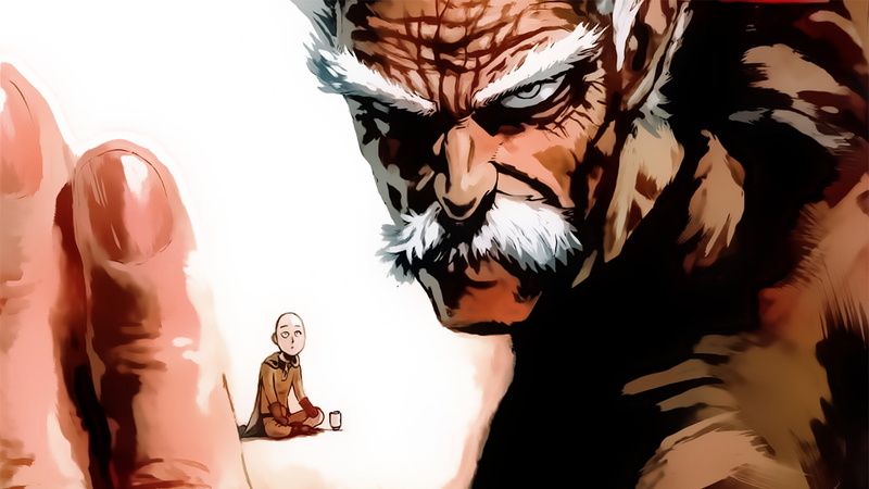 White Eyes, Angry, Glove, Cape, Saitama (One-Punch Man), Bang (One-Punch Man), One-Punch Man, White Hair, Bold, Anime, 1080P, Sitting