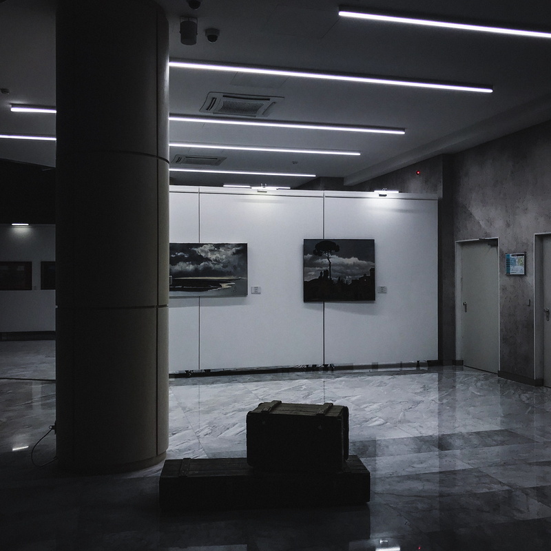 security, hall, lighting, parking garage, no people, waiting room, ceiling, architecture, lighting equipment, empty, tile, corridor, flooring, basement