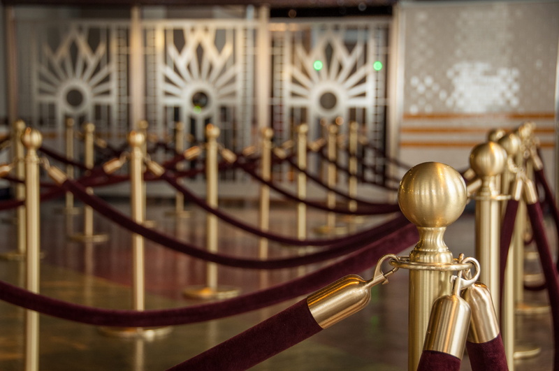 no people, building, velvet rope, close-up, lobby, day, built structure, 4K, empire state building, wood - material, water, art and craft, focus on foreground