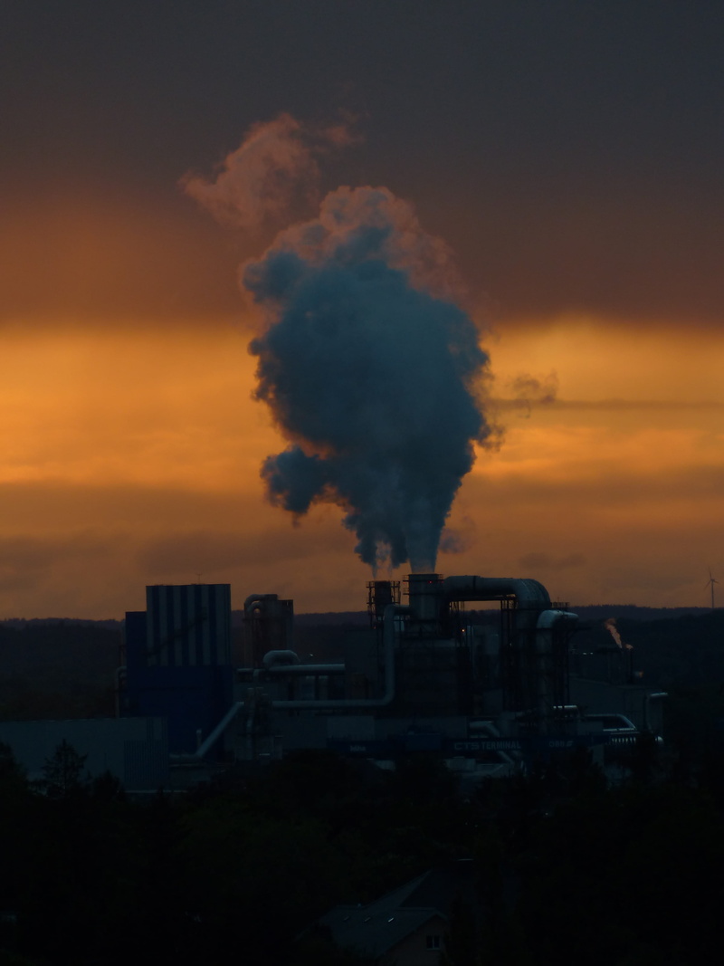 environmental protection, sunset, sky, factory, environmental issues, exhaust gases, air pollution, built structure, smoke stack, no people, transportation