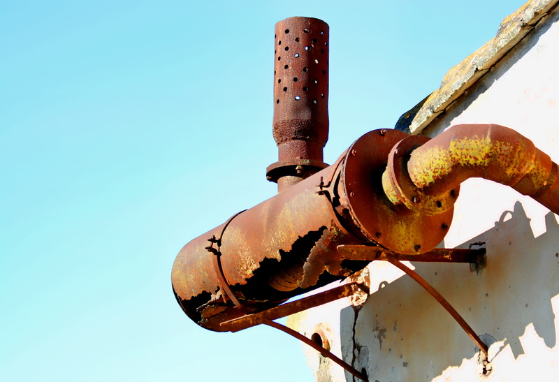 blue, environment, weathered, car exhaust fumes, sky, run-down, damaged, deterioration, exhaust, construction equipment, nature, environmental protection