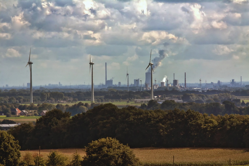 architecture, exhaust gases, conveyor system, outdoors, built structure, pollution, air pollution, wind power, three, white, renewable energy, wind Turbine