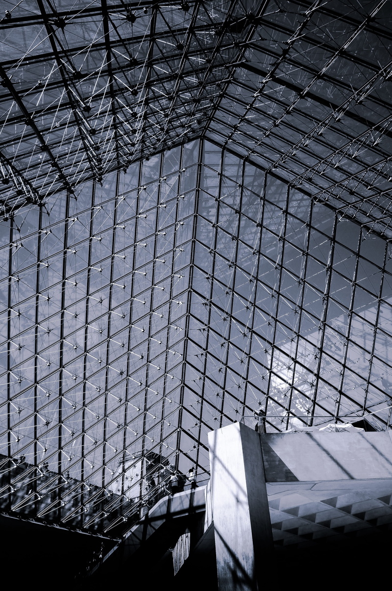 glass - material, modern, City, Architecture, built structure, no people, paris, pyramid, building, low angle view, shadow, museum, day, reflection, modern art