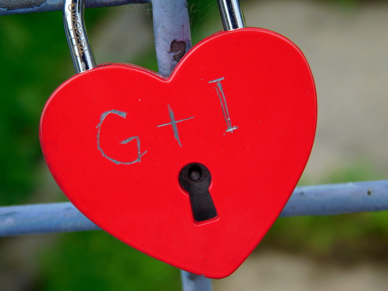 eternal love, hanging, nature, herzchen, red, metal, close-up, safety, communication, sweet, engagement, focus on foreground, positive emotion, love sign