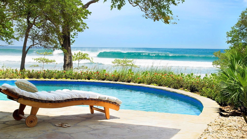 Lounge, swimming pool, beach, vacation, 1080P