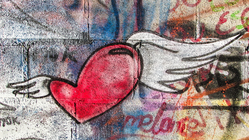 multi colored, mural, cyprus, wing, heart, graffiti, representation, day, flying, wall, outdoors, street art, red, pattern, heart shape, love, 4K, wall - building feature