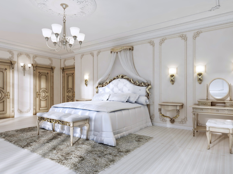 interior, bed, bedroom, 4K, Salina, chandelier, Luxury, simple