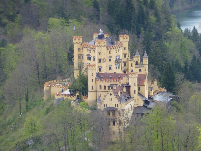 architecture, trees, ludwig ii, füssen, mountain, history, chateau, palace, high angle view, fairytale, town, panorama, princess, europe, house, day, built structure