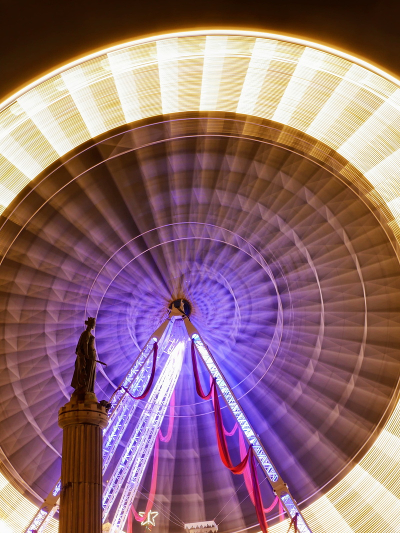 photo, amusement park, travel, arts culture and entertainment, lapse, illuminated, big wheel, spoke, ferris, building exterior, france, status, lamp, purple
