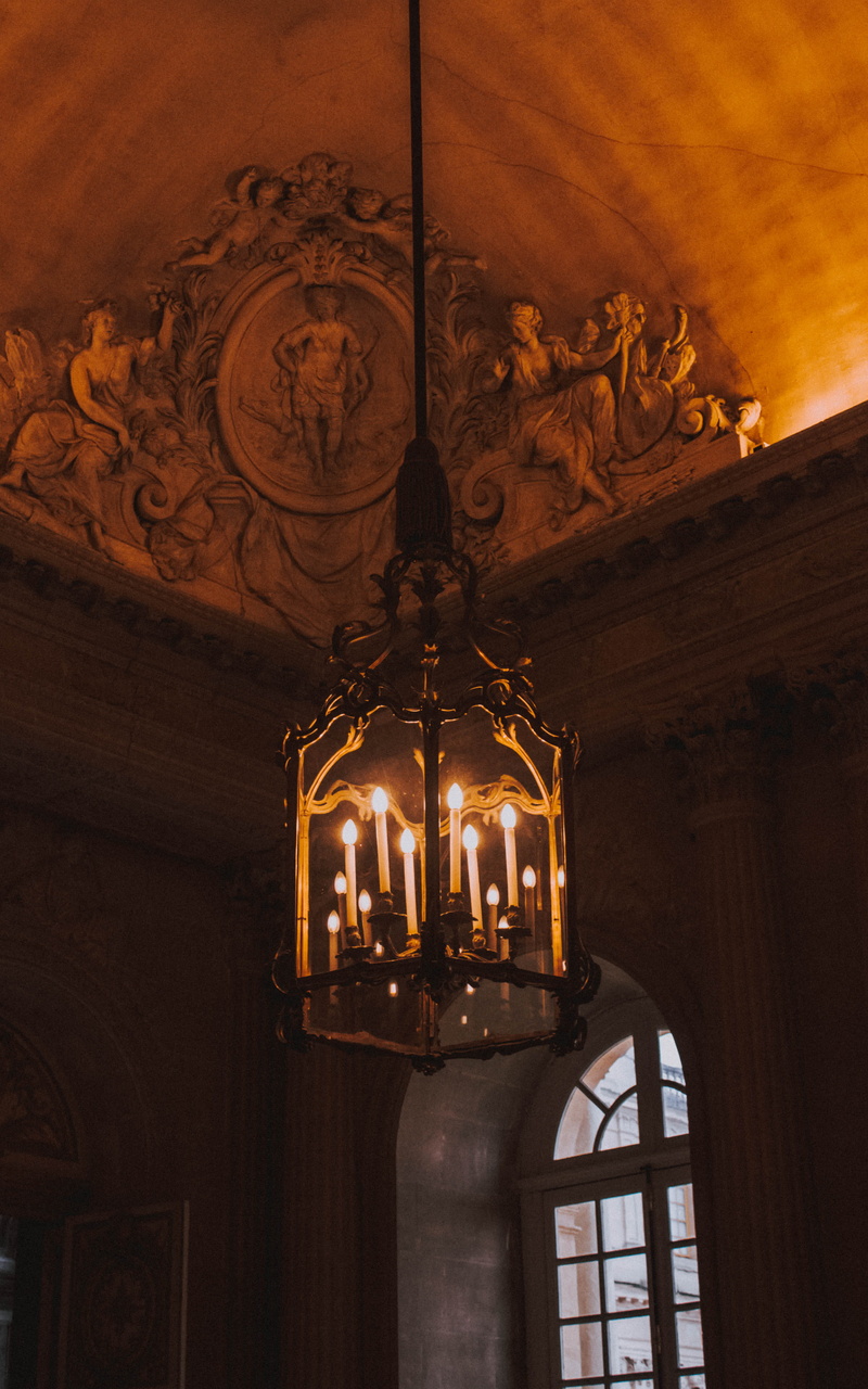 sculpture, no people, belief, lamp, light fixture, lighted, ornate, ceiling, flooring, france, low angle view, travel, spirituality, male likeness, creativity