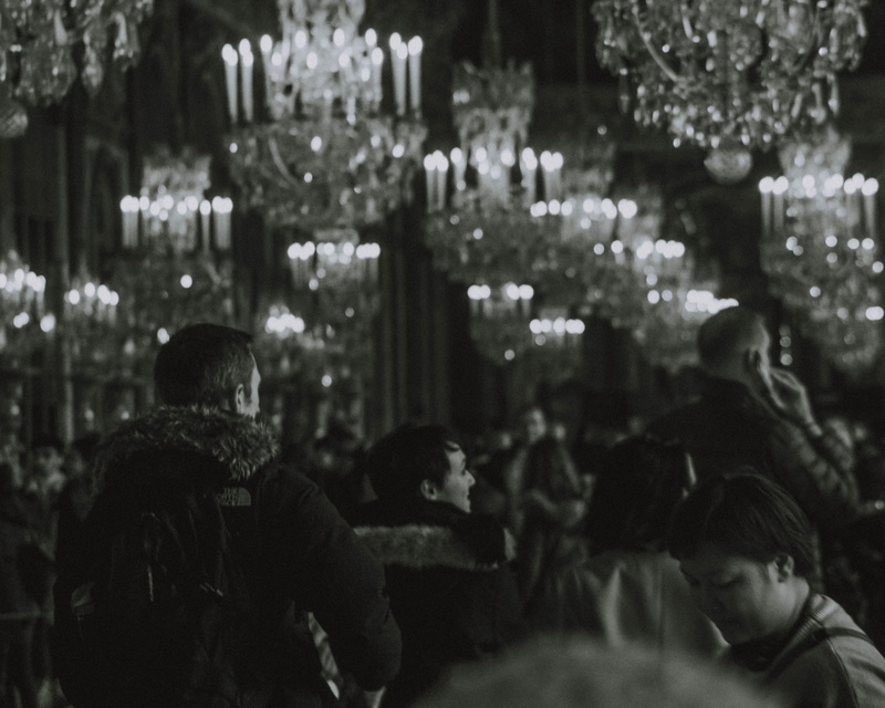 chandelier, lifestyles, togetherness, men, castle, france, geometric, business, architecture, versailles, bnw, light, travel, arch, illuminated, stranger