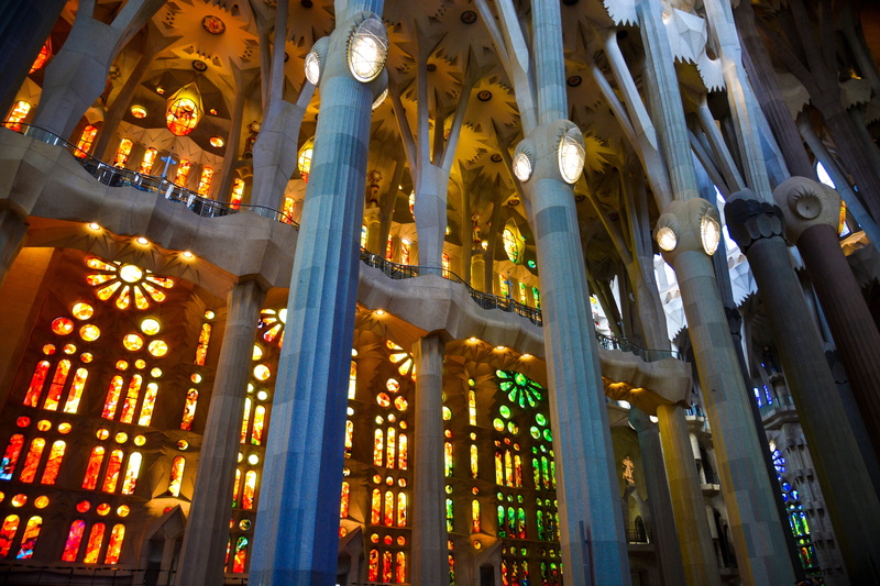 travel destinations, architecture, tourism, sagrada familia, building, spain, ceiling, sagrada família, lighting equipment, holy family, religion, barcelona